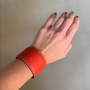 Genuine Leather Red/Black Adjustable Leather Cuff!